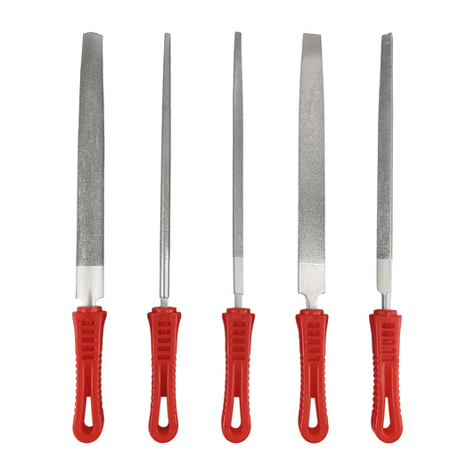 Lima de Aguja de Diamante de Acero de Aleación Endurecida – Incluye lima plana, cuadrada, triangular, redonda y media caña.