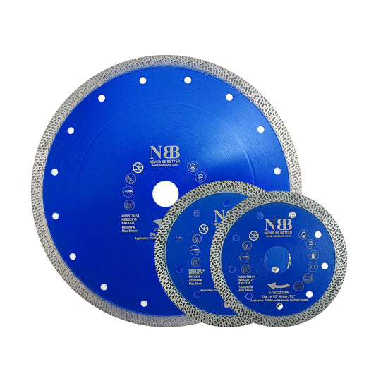 NBB Disco de corte de diamante premium sierra de diamante con altura de 10mm segmento turbo cruzado espesor 1,4mm eje 22,23 mm hoja diamant Corte en seco de Porcelanico Cerámica Azulejo