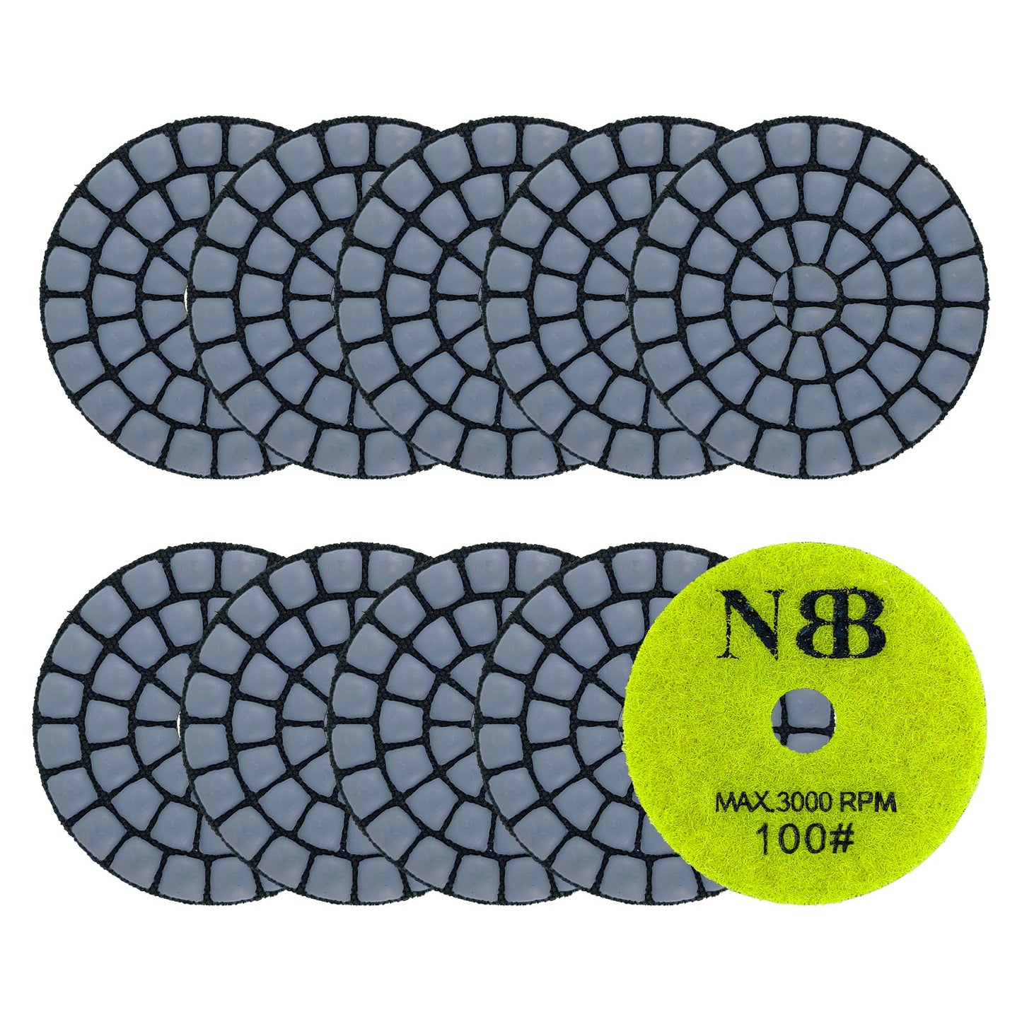 NBB Diamantpolierscheiben 2" 50mm Diamantschleifscheibe für Trocken- und Nasspolieren von Granit, Marmor, Stein und Keramik mit Nylonrücken für ein gutes Finish (50#, 100#, 200#, 400#) 