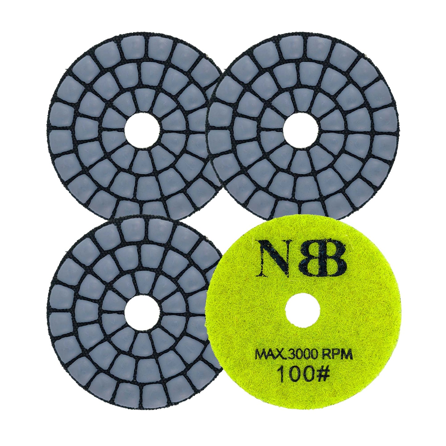 NBB Diamantpolierscheiben 2" 50mm Diamantschleifscheibe für Trocken- und Nasspolieren von Granit, Marmor, Stein und Keramik mit Nylonrücken für ein gutes Finish (50#, 100#, 200#, 400#) 