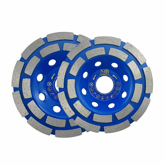 NBB Muela de copa diamante Disco molienda diamantado cuchillas de doble fila amolado uso general para piedra y hormigón Rectificado seco o húmedo en granito mármol cerámica azulejos cemento