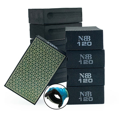NBB Almohadilla diamantada a Mano para lijar o pulir, Bloque Diamante de Lijado/Pulido con Respaldo de Esponja Flexible para moliendar Piedra Granito cerámica azulejo Vidrio Madera Metal