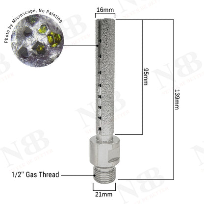 NBB Fresa de diamante, forma de dedo, broca de fresado de diamante para ampliar y dar forma al agujero en porcelana,cerámica,baldosas,granito,mármol, en seco o húmedo (1/2" Gas, plana)