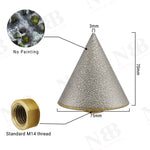 NBB Fresa de diamante con M14, para biselar en seco o húmedo profesionalmente en porcelana, cerámica, baldosas, granito, mármol, para amoladora angular