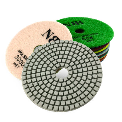 NBB Diamantpolierscheiben 4" (100 mm) Diamantschleifscheibe zur Nasspolitur von Granit, Marmor, Stein, Porzellan und Keramik mit Nylonrücken für ein gutes Finish 