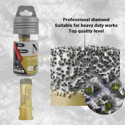 Foret diamanté NBB M14, type or classique, pour perçage à sec et à l'eau de la porcelaine dure, de la céramique, du carrelage, du granit, du marbre, pour meuleuse d'angle (classique)