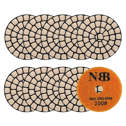 NBB Diamantpolierscheiben 2" 50mm Diamantschleifscheibe für Trocken- und Nasspolieren von Granit, Marmor, Stein und Keramik mit Nylonrücken für ein gutes Finish (50#, 100#, 200#, 400#) 