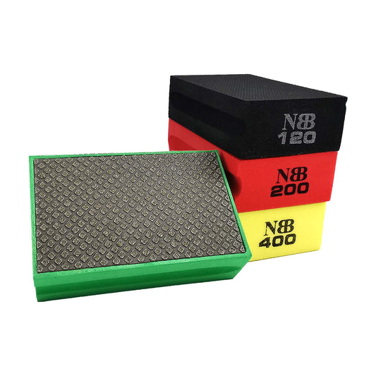 NBB Almohadilla diamantada para lijar y pulir, bloques diamante de lijado/pulido, almohadillas a mano de diamante con respaldo de espuma para moliendar granito, mármol, piedra