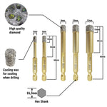 NBB Brocas de diamante con vástago hexagonal E6.3mm, corona diamante para taladrar en seco en porcelana, cerámica, baldosas, granito, azulejo, meyor en húmedo (5, 5/6/8/10/12mm)