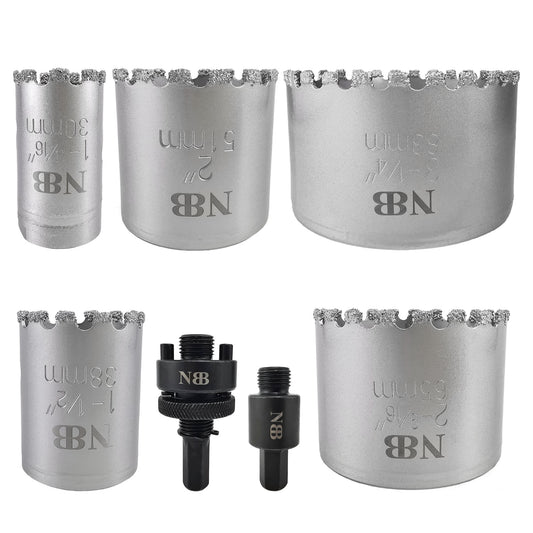 NBB Broca de diamante, corona diamante para taladrar en seco y en húmedo en porcelana dura, cerámica, baldosas, granito, mármol, azulejo, Conectado a Árbol, para Taladro de Pistola/Banco