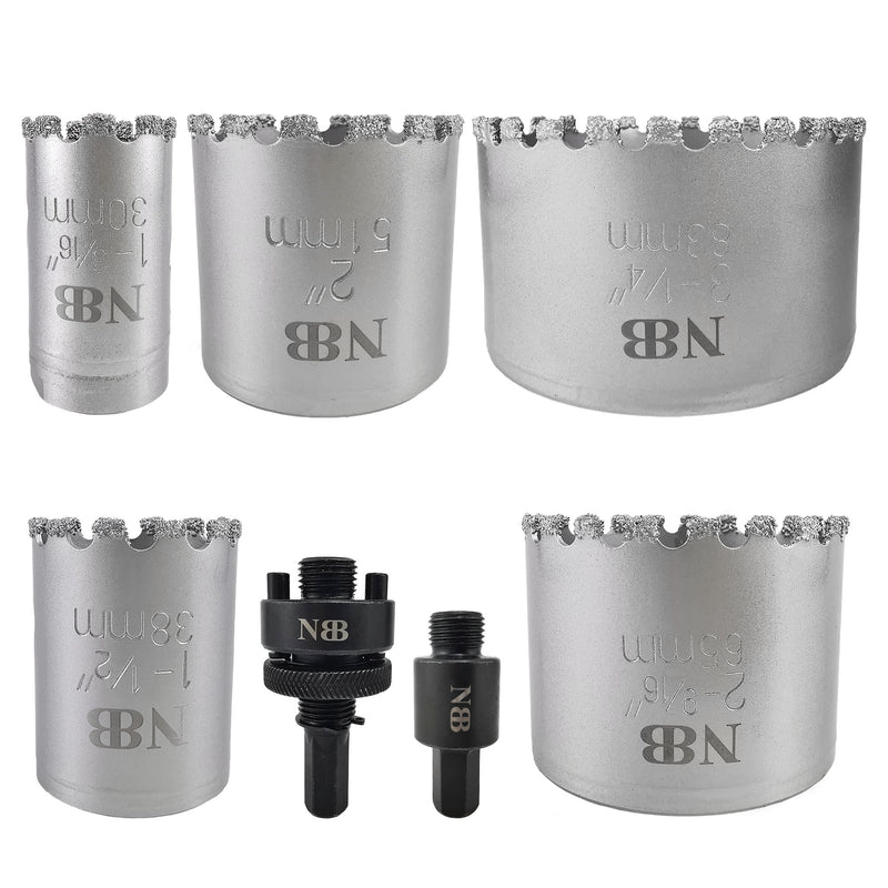 NBB Broca de diamante, corona diamante para taladrar en seco y en húmedo en porcelana dura, cerámica, baldosas, granito, mármol, azulejo, Conectado a Árbol, para Taladro de Pistola/Banco