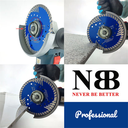 NBB Disco de corte diamante sierra de diamante con cortador turbo reforzado altura de 8mm eje 22,23 mm hoja cuchilla de corte de uso general Granito Cerámica Ladrillo Hormigón en seco húmedo (125mm)