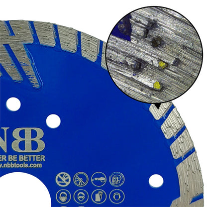 NBB Disco de corte diamante sierra de diamante con cortador turbo reforzado altura de 8mm eje 22,23 mm hoja cuchilla de corte de uso general Granito Cerámica Ladrillo Hormigón en seco húmedo (125mm)