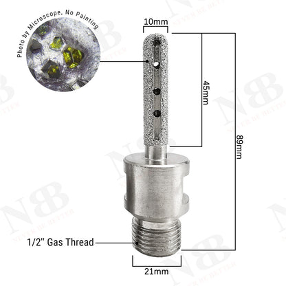 NBB Fresa de diamante,forma de dedo,broca de fresado de diamante para ampliar y dar forma al agujero en porcelana,cerámica,baldosas,granito,mármol, en seco o húmedo (1/2" Gas, redonda)