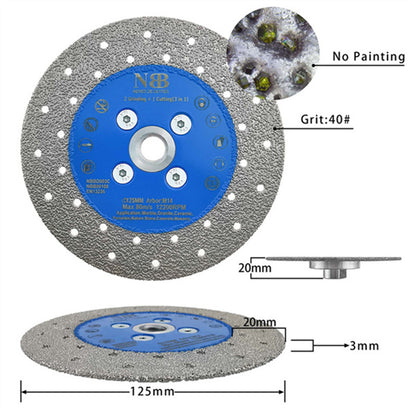 NBB Geschweißte Diamanttrennscheibe 3 in 1 Diamantsäge Schneiden und Schleifen Schleifen und Schneiden von Granit Marmor Fliesen Keramik Porzellan Stein Metall Trockenglas M14 für Winkelschleifer (Mittel)