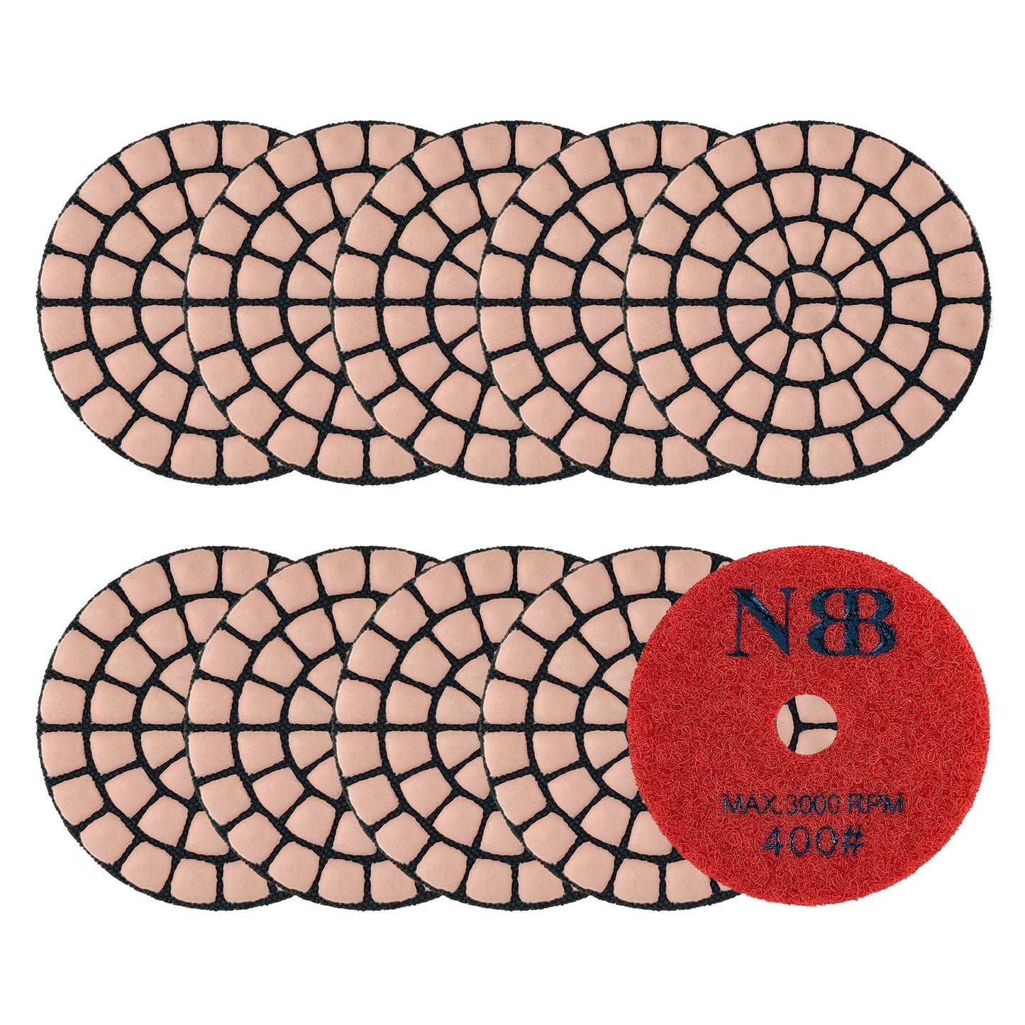 NBB Diamantpolierscheiben 2" 50mm Diamantschleifscheibe für Trocken- und Nasspolieren von Granit, Marmor, Stein und Keramik mit Nylonrücken für ein gutes Finish (50#, 100#, 200#, 400#) 