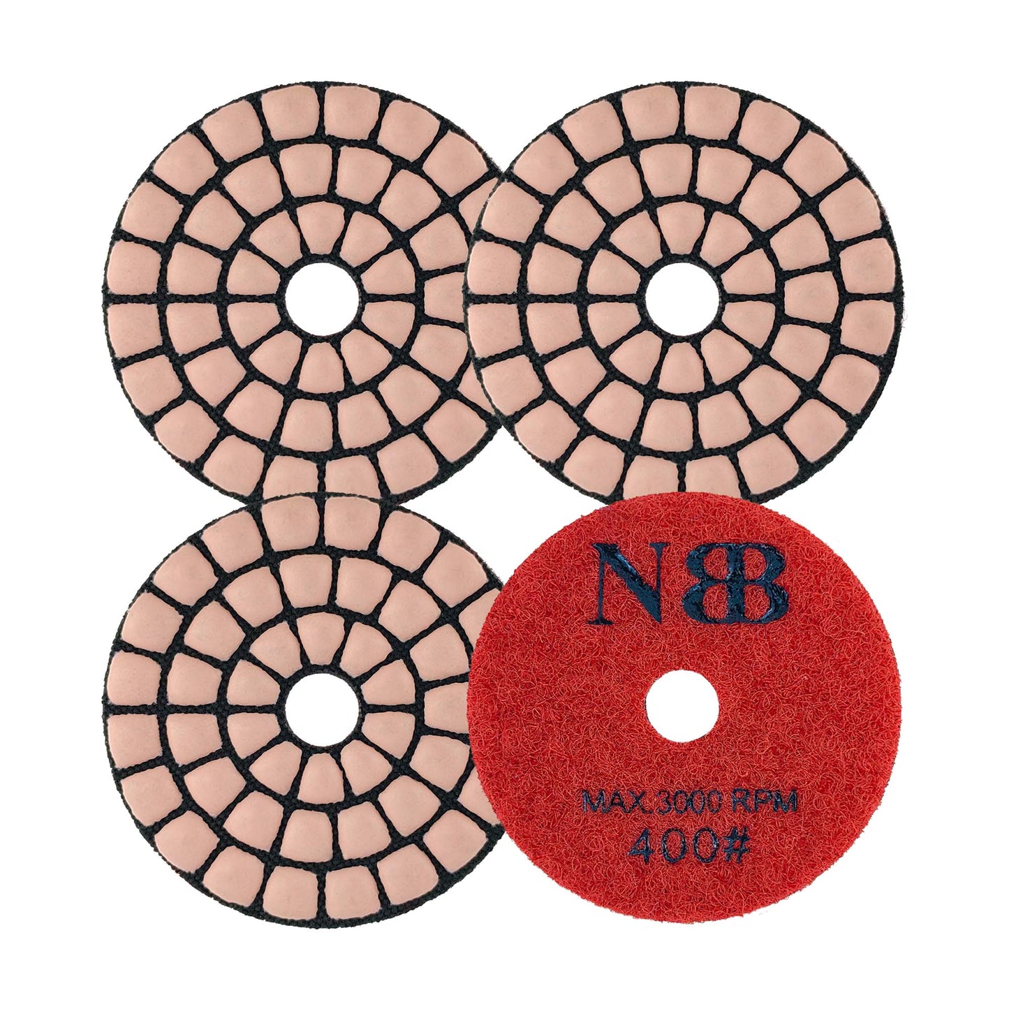 NBB Diamantpolierscheiben 2" 50mm Diamantschleifscheibe für Trocken- und Nasspolieren von Granit, Marmor, Stein und Keramik mit Nylonrücken für ein gutes Finish (50#, 100#, 200#, 400#) 
