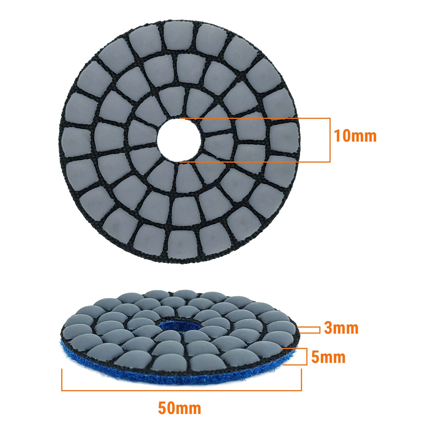 NBB Diamantpolierscheiben 2" 50mm Diamantschleifscheibe für Trocken- und Nasspolieren von Granit, Marmor, Stein und Keramik mit Nylonrücken für ein gutes Finish (50#, 100#, 200#, 400#) 