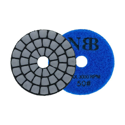 NBB Almohadillas de pulido de diamante 2" 50mm disco de renovación lijado diamante para Pulir en seco y humedo granito mármol piedra granito cerámica con respaldo de nylon buen acabado(50#,  100#， 200#， 400#)