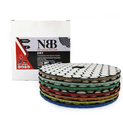 NBB Diamantpolierscheiben 4" (100 mm) Diamantschleifscheibe für Trockenpolieren von Granit, Marmor, Stein und Keramik mit Nylonrücken, für ein gutes Finish 