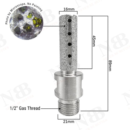 NBB Fresa de diamante, forma de dedo, broca de fresado de diamante para ampliar y dar forma al agujero en porcelana,cerámica,baldosas,granito,mármol, en seco o húmedo (1/2" Gas, plana)