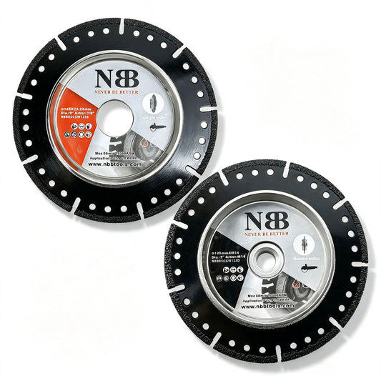 NBB Disco de corte y desbaste de diamante, multiusos, profesional para cortar y desbastar tubos de plástico en un solo movimiento, eje 22.23 mm, para amoladora angular de 125 mm