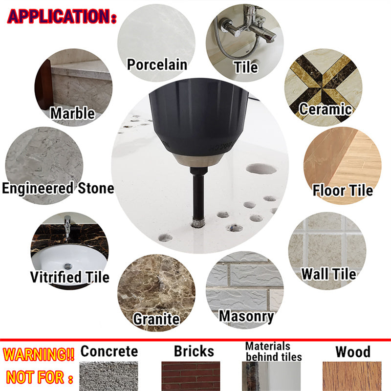 NBB Brocas de diamante con vástago hexagonal,corona diamante para taladrar, seco en porcelana,cerámica,baldosas,granito,azulejo, meyor en húmedo, en taladros de cable o sin cable(7, 6/6/8/8/10/12mm)