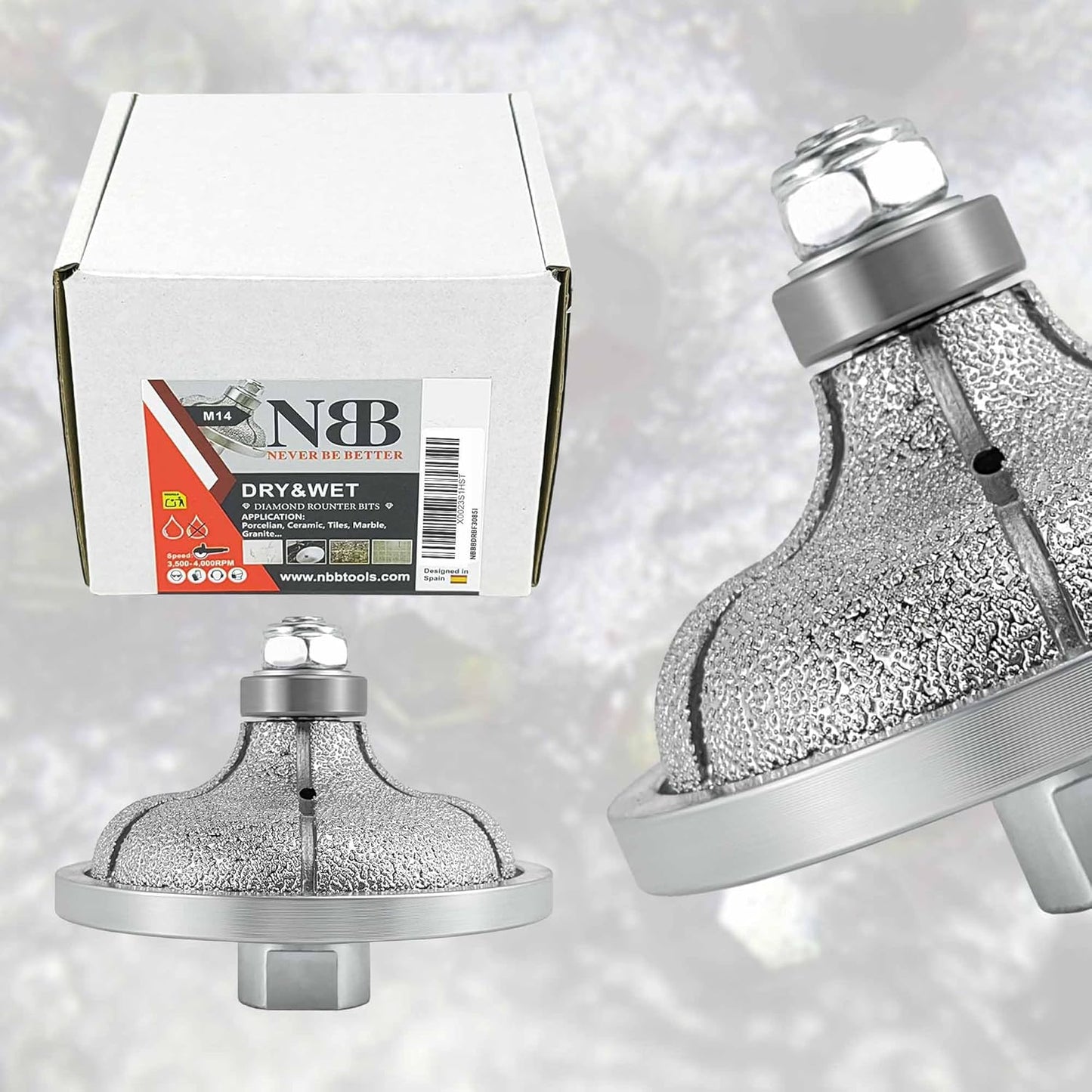 NBB Rueda de perfil de diamante fresa de enrutador de diamante con cubierta de hierro broca para perfilar porcelana baldosa cerámica granito mármol piedra para amoladora angular (Ogee)