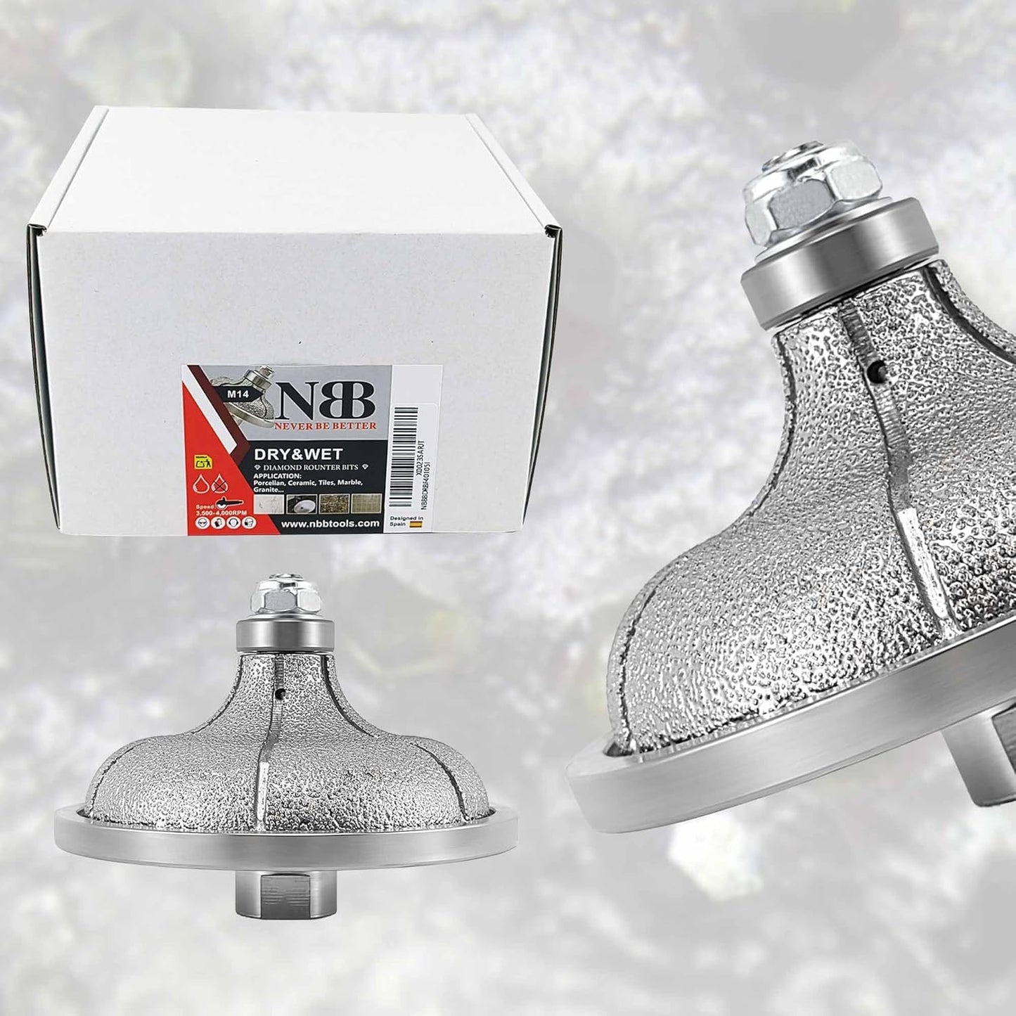 NBB Rueda de perfil de diamante fresa de enrutador de diamante con cubierta de hierro broca para perfilar porcelana baldosa cerámica granito mármol piedra para amoladora angular (Ogee)