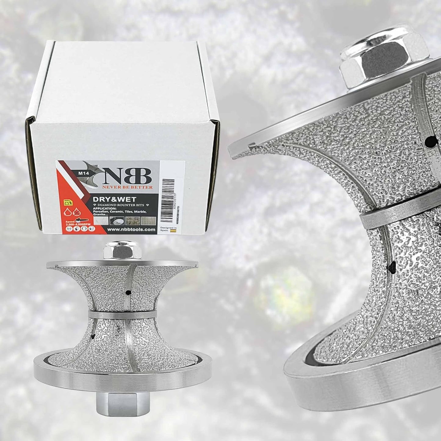 NBB Rueda de perfil de diamante fresa de enrutador de diamante con cubierta de hierro broca para perfilar porcelana baldosa cerámica granito mármol piedra para amoladora angular (Full Bullnose))