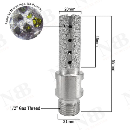 NBB Fresa de diamante, forma de dedo, broca de fresado de diamante para ampliar y dar forma al agujero en porcelana,cerámica,baldosas,granito,mármol, en seco o húmedo (1/2" Gas, plana)