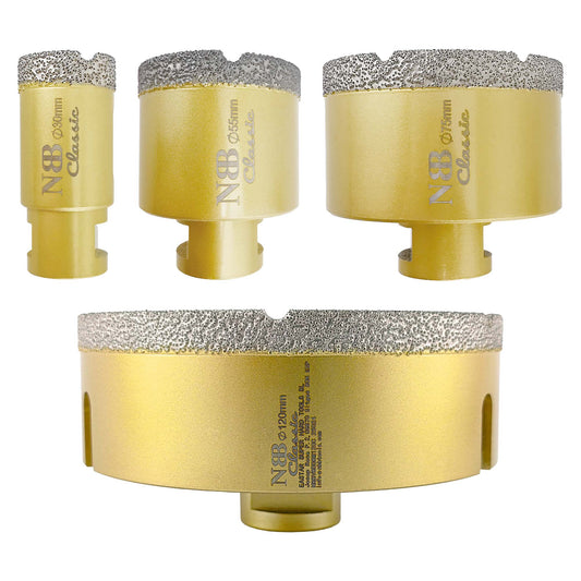 NBB Broca de diamante con M14, tipo dorado clásico, corona diamante para taladrar en seco y en húmedo en porcelana dura, cerámica, baldosas, granito, mármol, azulejo, para Amoladora Angular (Classic)