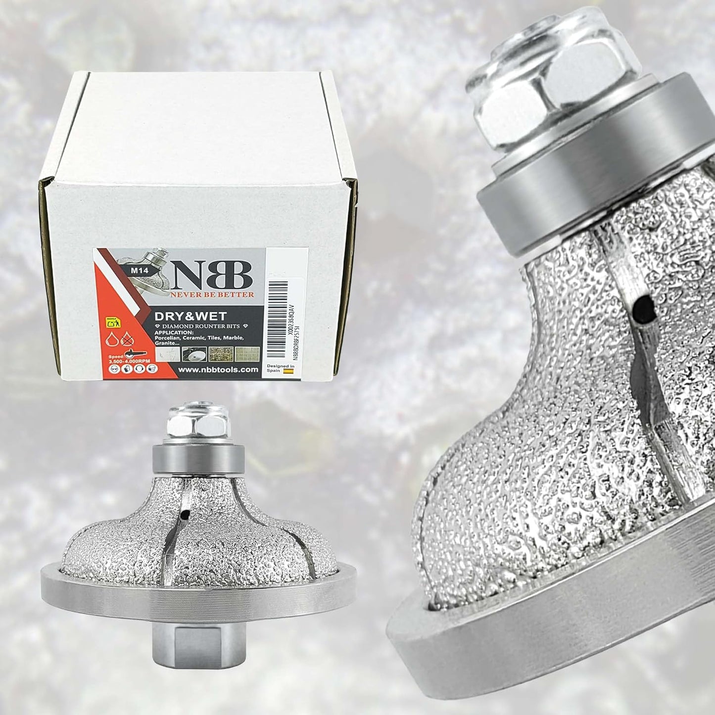 NBB Rueda de perfil de diamante fresa de enrutador de diamante con cubierta de hierro broca para perfilar porcelana baldosa cerámica granito mármol piedra para amoladora angular (Ogee)