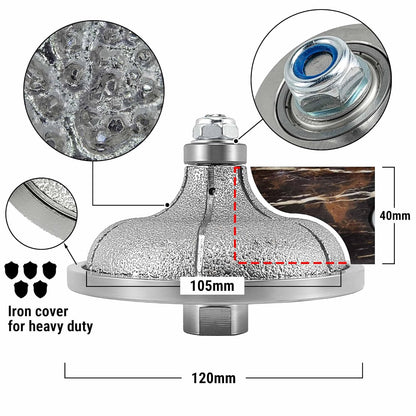 NBB Rueda de perfil de diamante fresa de enrutador de diamante con cubierta de hierro broca para perfilar porcelana baldosa cerámica granito mármol piedra para amoladora angular (Ogee)