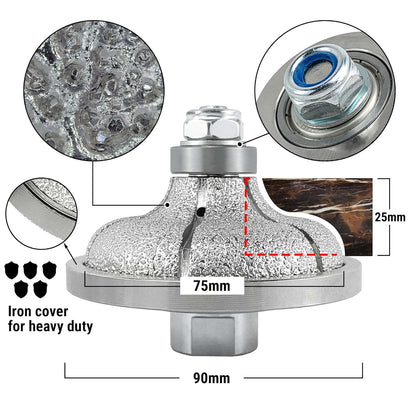 NBB Rueda de perfil de diamante fresa de enrutador de diamante con cubierta de hierro broca para perfilar porcelana baldosa cerámica granito mármol piedra para amoladora angular (Ogee)