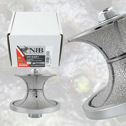 NBB Rueda de perfil de diamante fresa de enrutador de diamante con cubierta de hierro broca para perfilar porcelana baldosa cerámica granito mármol piedra para amoladora angular (Full Bullnose))