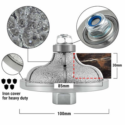 NBB Rueda de perfil de diamante fresa de enrutador de diamante con cubierta de hierro broca para perfilar porcelana baldosa cerámica granito mármol piedra para amoladora angular (Ogee)