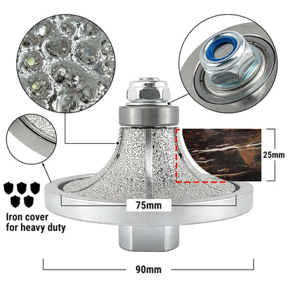 NBB Rueda de perfil de diamante, fresa de enrutador de diamante, broca para perfilar la porcelana baldosas cerámica granito mármol piedra, fácil de usar en amoladora angular (Half-Bullnose)
