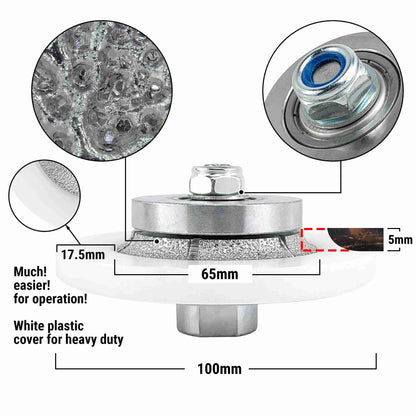 NBB Fresas para corte de chaflanes de diamante Rueda perfiladora diamante con guía cubierta más grande y M14 broca para perfilar porcelana baldosa cerámica granito mármol piedra (Half-Bullnose)