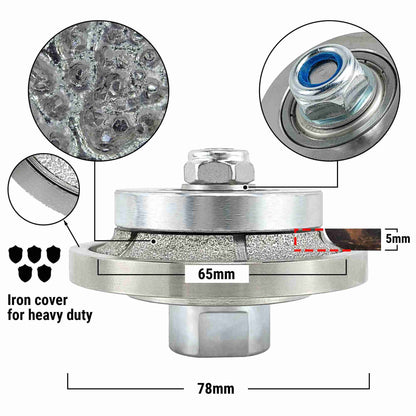 NBB Rueda de perfil de diamante, fresa de enrutador de diamante, broca para perfilar la porcelana baldosas cerámica granito mármol piedra, fácil de usar en amoladora angular (Half-Bullnose)