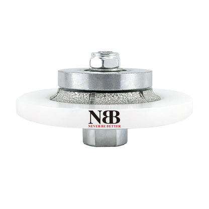 NBB Fresas para corte de chaflanes de diamante Rueda perfiladora diamante con guía cubierta más grande y M14 broca para perfilar porcelana baldosa cerámica granito mármol piedra (Half-Bullnose)