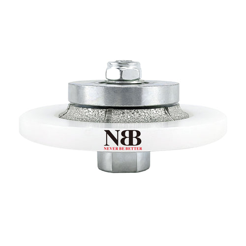 NBB Fresas para corte de chaflanes de diamante Rueda perfiladora diamante con guía cubierta más grande y M14 broca para perfilar porcelana baldosa cerámica granito mármol piedra (Half-Bullnose)