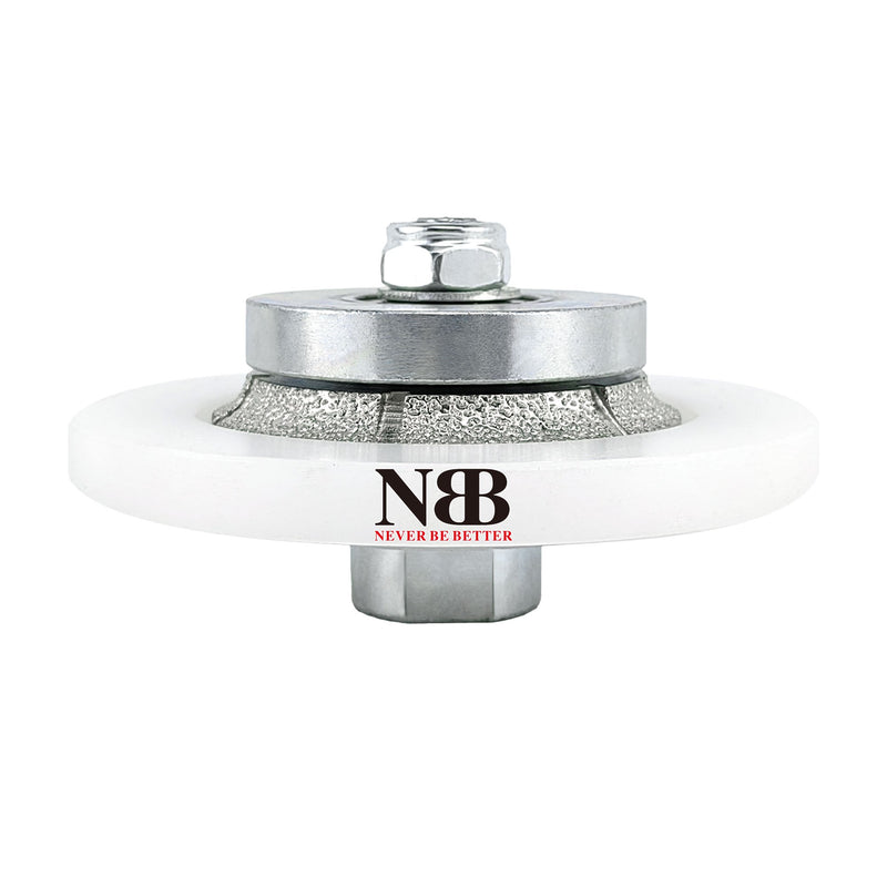 NBB Fresas para corte de chaflanes de diamante Rueda perfiladora diamante con guía cubierta más grande y M14 broca para perfilar porcelana baldosa cerámica granito mármol piedra (Half-Bullnose)