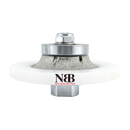 NBB Fresas para corte de chaflanes de diamante Rueda perfiladora diamante con guía cubierta más grande y M14 broca para perfilar porcelana baldosa cerámica granito mármol piedra (Half-Bullnose)