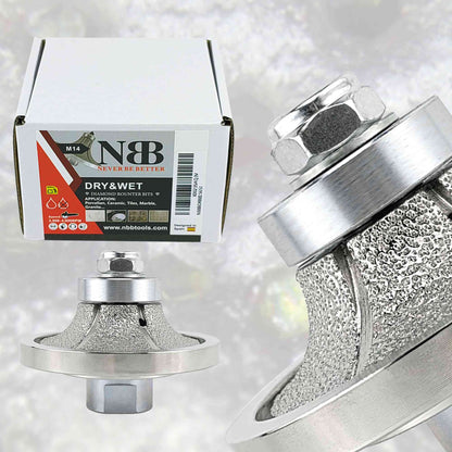 NBB Rueda de perfil de diamante, fresa de enrutador de diamante, broca para perfilar la porcelana baldosas cerámica granito mármol piedra, fácil de usar en amoladora angular (Half-Bullnose)