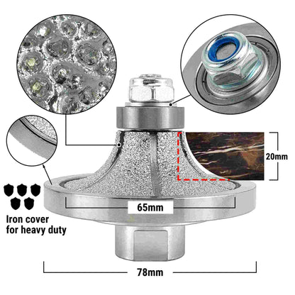 NBB Rueda de perfil de diamante, fresa de enrutador de diamante, broca para perfilar la porcelana baldosas cerámica granito mármol piedra, fácil de usar en amoladora angular (Half-Bullnose)