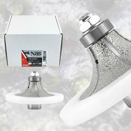 NBB Fresas para corte de chaflanes de diamante Rueda perfiladora diamante con guía cubierta más grande y M14 broca para perfilar porcelana baldosa cerámica granito mármol piedra (Half-Bullnose)