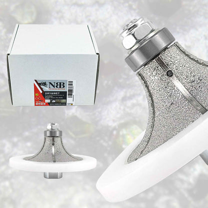 NBB Fresas para corte de chaflanes de diamante Rueda perfiladora diamante con guía cubierta más grande y M14 broca para perfilar porcelana baldosa cerámica granito mármol piedra (Half-Bullnose)