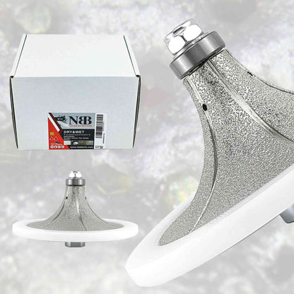 NBB Fresas para corte de chaflanes de diamante Rueda perfiladora diamante con guía cubierta más grande y M14 broca para perfilar porcelana baldosa cerámica granito mármol piedra (Half-Bullnose)