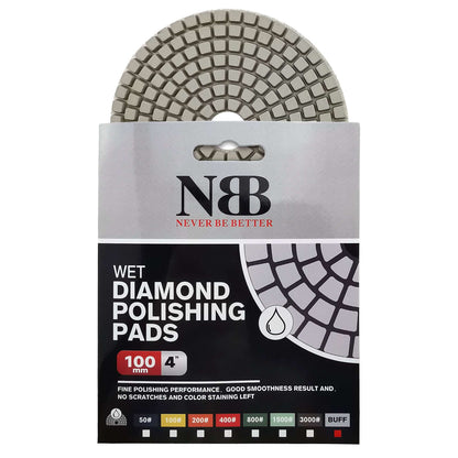 NBB Diamantpolierscheiben 4" (100 mm) Diamantschleifscheibe zur Nasspolitur von Granit, Marmor, Stein, Porzellan und Keramik mit Nylonrücken für ein gutes Finish 